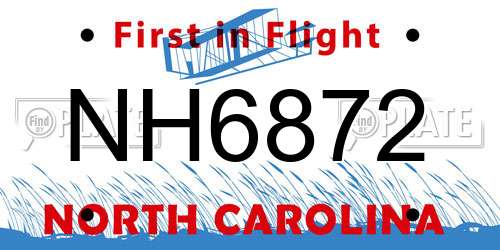 NH6872 North Carolina License Plate