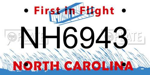 NH6943 North Carolina License Plate