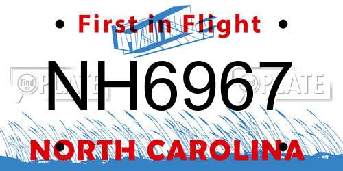 NH6967 North Carolina License Plate