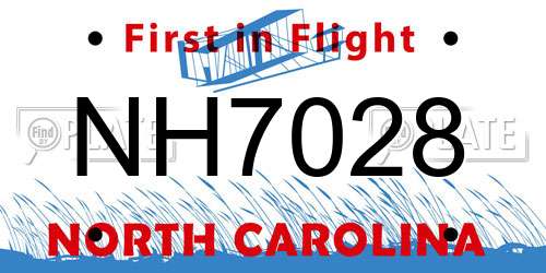 NH7028 North Carolina License Plate
