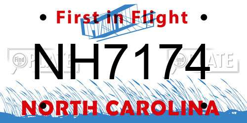 NH7174 North Carolina License Plate