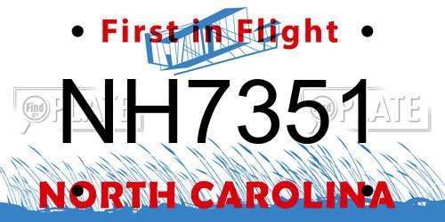 NH7351 North Carolina License Plate