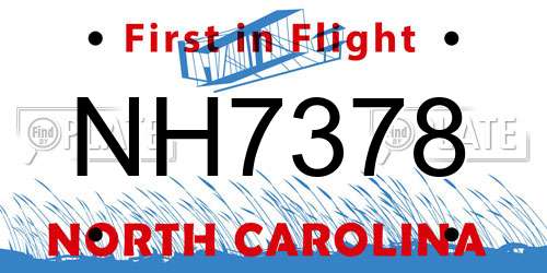 NH7378 North Carolina License Plate