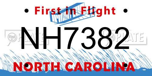 NH7382 North Carolina License Plate