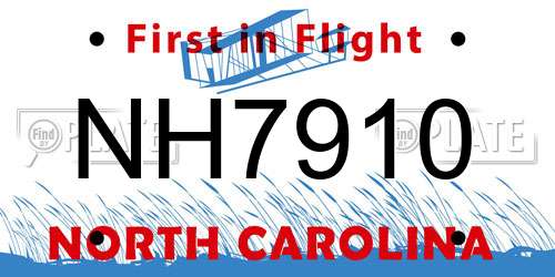 NH7910 North Carolina License Plate