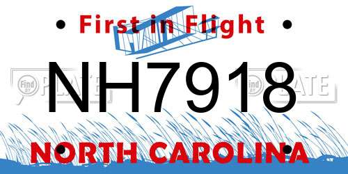 NH7918 North Carolina License Plate