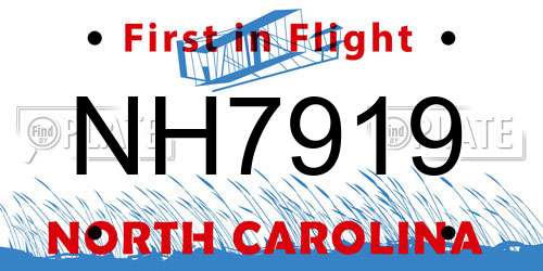 NH7919 North Carolina License Plate
