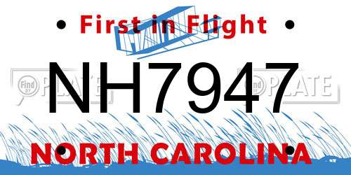 NH7947 North Carolina License Plate