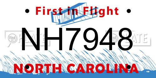 NH7948 North Carolina License Plate
