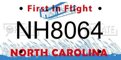 NH8064 North Carolina License Plate
