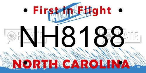 NH8188 North Carolina License Plate