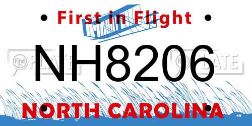 NH8206 North Carolina License Plate