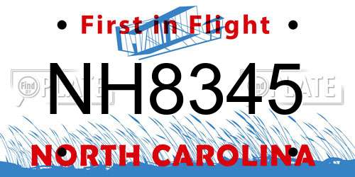 NH8345 North Carolina License Plate