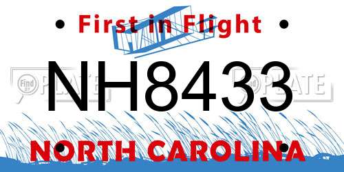 NH8433 North Carolina License Plate