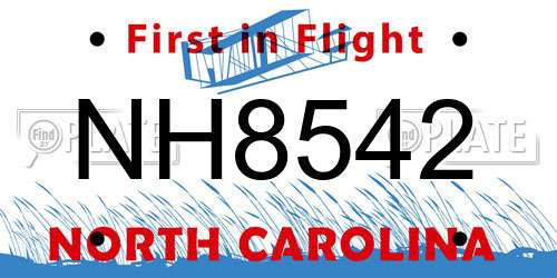 NH8542 North Carolina License Plate
