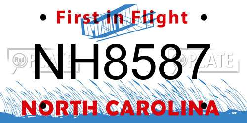 NH8587 North Carolina License Plate