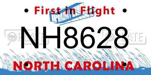 NH8628 North Carolina License Plate