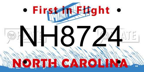 NH8724 North Carolina License Plate