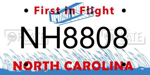 NH8808 North Carolina License Plate