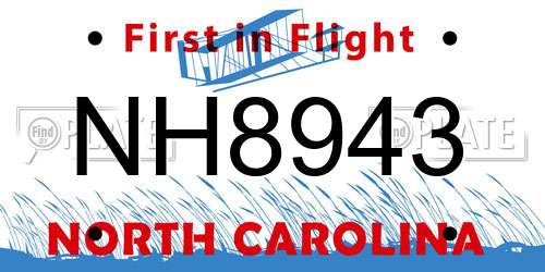 NH8943 North Carolina License Plate