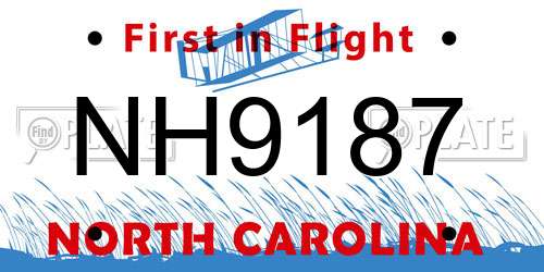 NH9187 North Carolina License Plate