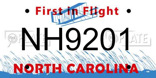 NH9201 North Carolina License Plate