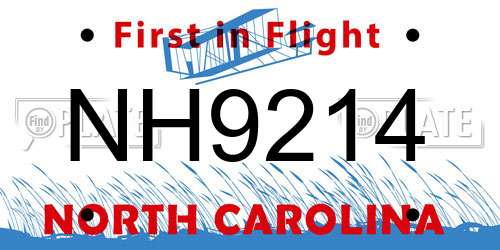 NH9214 North Carolina License Plate