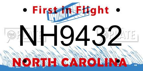 NH9432 North Carolina License Plate