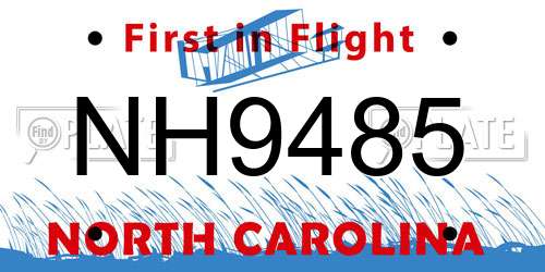 NH9485 North Carolina License Plate
