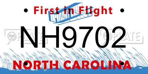 NH9702 North Carolina License Plate