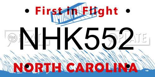 NHK552 North Carolina License Plate