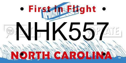 NHK557 North Carolina License Plate