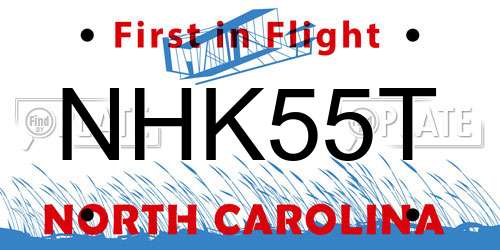 NHK55T North Carolina License Plate