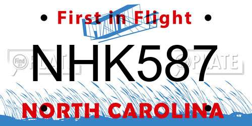 NHK587 North Carolina License Plate