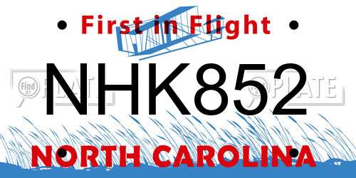 NHK852 North Carolina License Plate