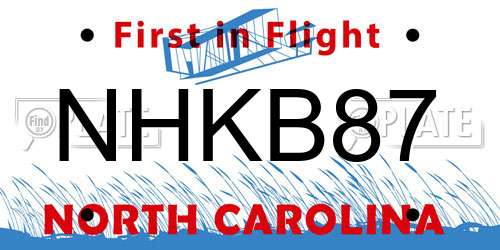 NHKB87 North Carolina License Plate