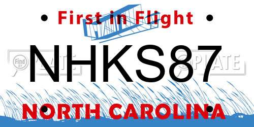 NHKS87 North Carolina License Plate