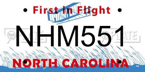 NHM551 North Carolina License Plate