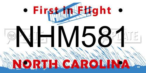 NHM581 North Carolina License Plate