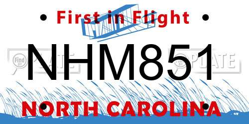 NHM851 North Carolina License Plate