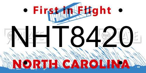 NHT8420 North Carolina License Plate