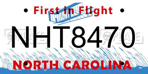 NHT8470 North Carolina License Plate
