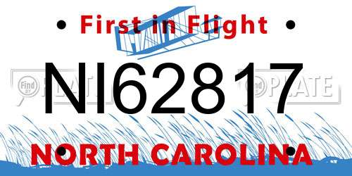 NI62817 North Carolina License Plate