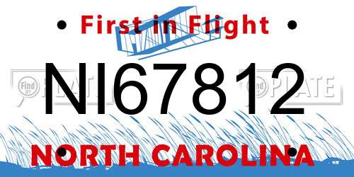 NI67812 North Carolina License Plate