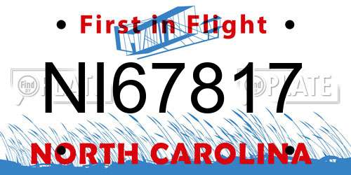 NI67817 North Carolina License Plate