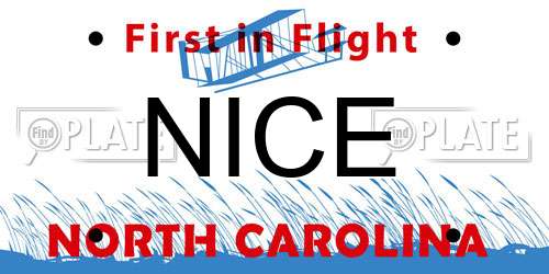 NICE North Carolina License Plate