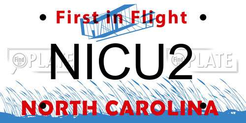 NICU2 North Carolina License Plate