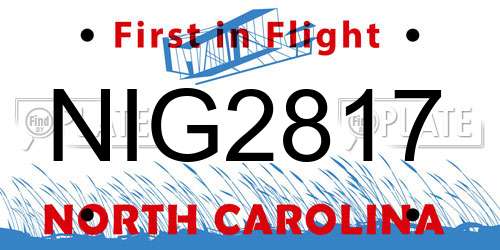 NIG2817 North Carolina License Plate