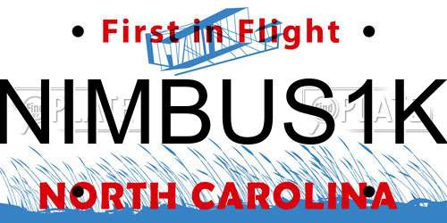 NIMBUS1K North Carolina License Plate