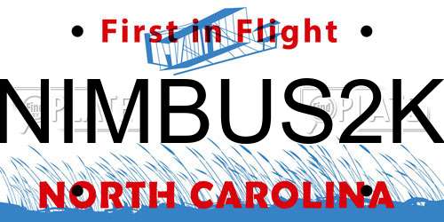 NIMBUS2K North Carolina License Plate